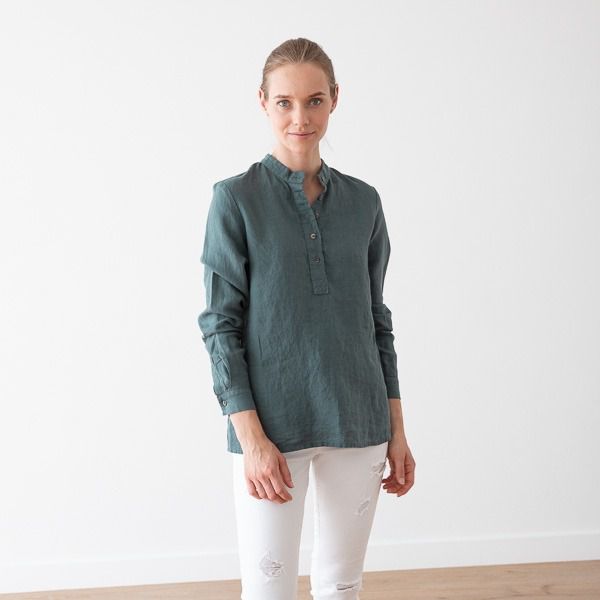 100% Leinen Bluse Toby Balsam Green